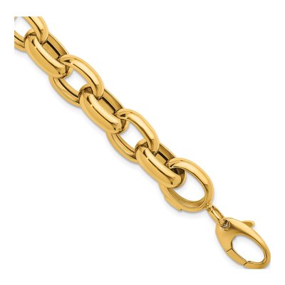 14K Yellow Gold 11.5mm Hollow Open Cable Chain Bracelet