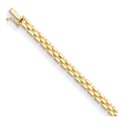 14K Yellow Gold 5mm 3-Row Panther Link Chain Bracelet