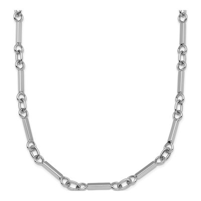 14K White Gold 3.2mm Bar Link Chain