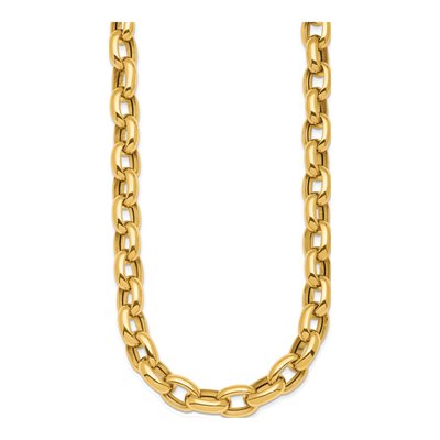 14K Yellow Gold 11.5mm Hollow Open Cable Chain – view 3