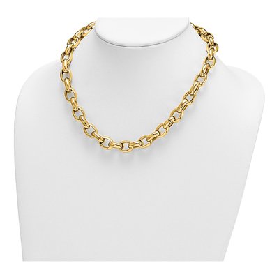 14K Yellow Gold 11.5mm Hollow Open Cable Chain – view 4