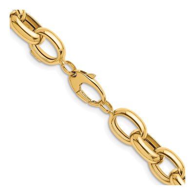 14K Yellow Gold 11.5mm Hollow Open Cable Chain – view 5