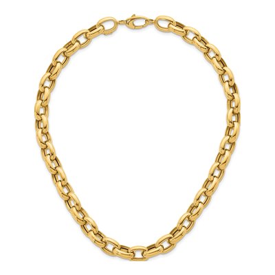 14K Yellow Gold 11.5mm Hollow Open Cable Chain – view 6
