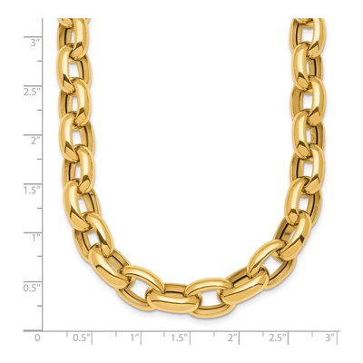 14K Yellow Gold 11.5mm Hollow Open Cable Chain – view 7