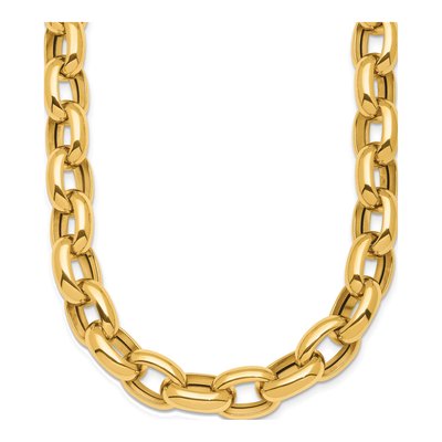 14K Yellow Gold 11.5mm Hollow Open Cable Chain
