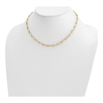 14K Yellow Gold 16-inch Twisted Fancy Link Necklace – view 4
