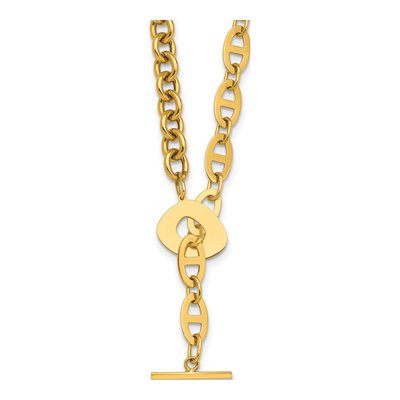 14K Yellow Gold Anchor Toggle Necklace