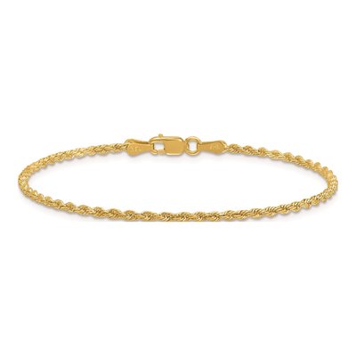 14K Yellow Gold 1.9mm Diamond-Cut Rope Chain Bracelet – view 5