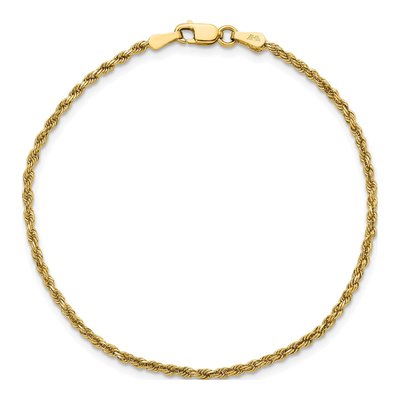 14K Yellow Gold 1.9mm Diamond-Cut Rope Chain Bracelet – view 6