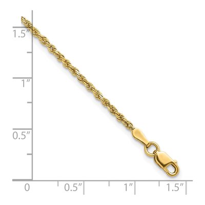 14K Yellow Gold 1.9mm Diamond-Cut Rope Chain Bracelet – view 3