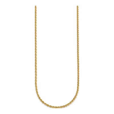 14K Yellow Gold 2.5mm Rope Chain Bracelet – view 2