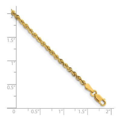 14K Yellow Gold 2.5mm Rope Chain Bracelet – view 4