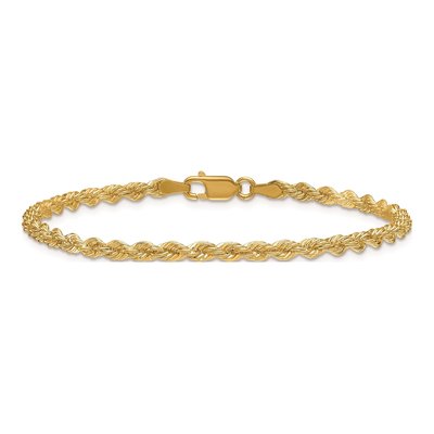 14K Yellow Gold 3.1mm Rope Chain Bracelet – view 3