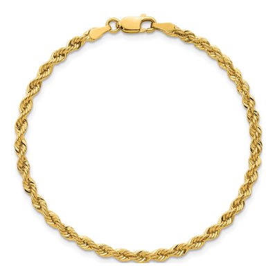 14K Yellow Gold 3.1mm Rope Chain Bracelet – view 4