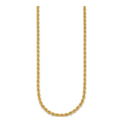 14K Yellow Gold 3.8mm Diamond-Cut Rope Chain Bracelet – view 2