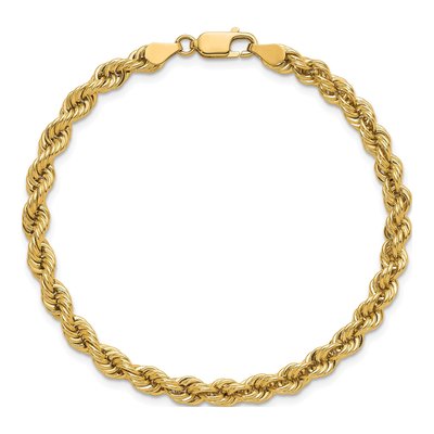 14K Yellow Gold 4.8mm Rope Chain Bracelet – view 6