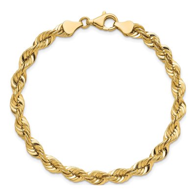 14K Yellow Gold 5.4mm Rope Chain Bracelet – view 5