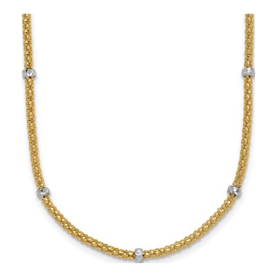 14K Two-Tone Gold Textured Station Necklace