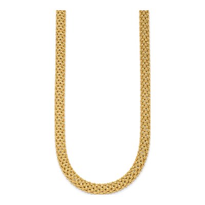 14K Yellow Gold 7.6mm Hollow Popcorn Mesh Chain – view 3