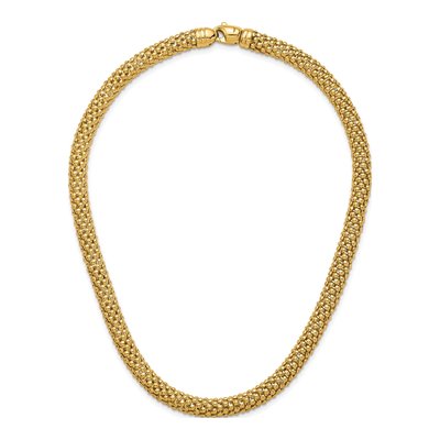 14K Yellow Gold 7.6mm Hollow Popcorn Mesh Chain – view 6