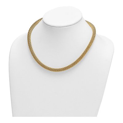 14K Yellow Gold 7.6mm Hollow Popcorn Mesh Chain – view 4