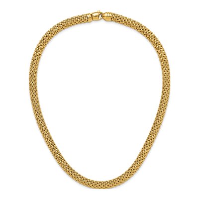 14K Yellow Gold 7.6mm Hollow Popcorn Mesh Chain – view 6