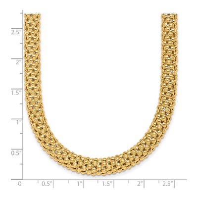 14K Yellow Gold 7.6mm Hollow Popcorn Mesh Chain – view 7