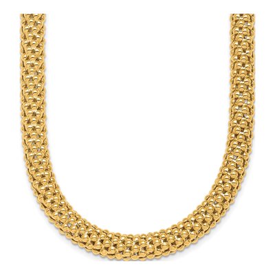 14K Yellow Gold 7.6mm Hollow Popcorn Mesh Chain