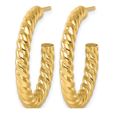 14K Yellow Gold 26mm Twisted Rope Hoop Earrings – view 3