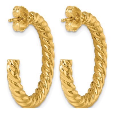 14K Yellow Gold 26mm Twisted Rope Hoop Earrings – view 4