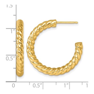 14K Yellow Gold 26mm Twisted Rope Hoop Earrings – view 5