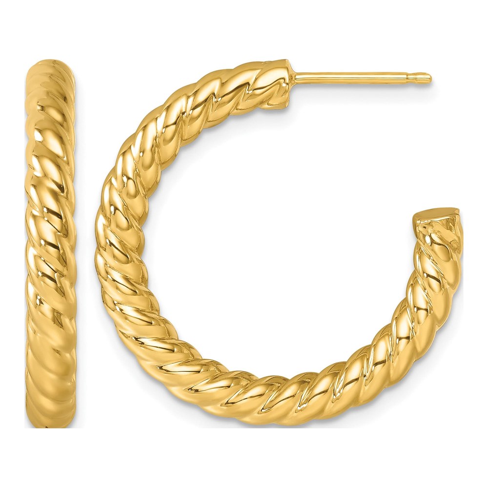 Herco 14K Yellow Gold Earrings Rope Hoop 25MM