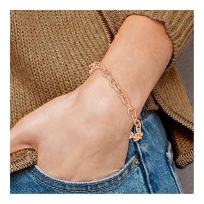 14K Rose Gold 6.5mm Twisted Oval Open Link Chain Bracelet – view 6