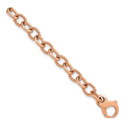 14K Rose Gold 6.5mm Twisted Oval Open Link Chain Bracelet