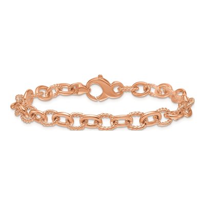 14K Rose Gold 6.5mm Twisted Oval Open Link Chain Bracelet – view 3