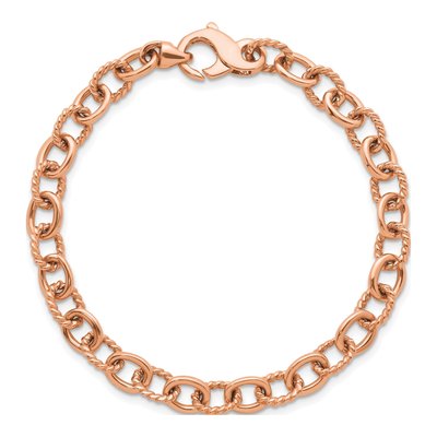 14K Rose Gold 6.5mm Twisted Oval Open Link Chain Bracelet – view 4