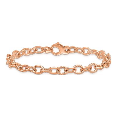 14K Rose Gold 6.5mm Twisted Oval Open Link Chain Bracelet – view 3