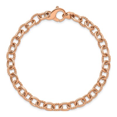 14K Rose Gold 6.5mm Twisted Oval Open Link Chain Bracelet – view 4