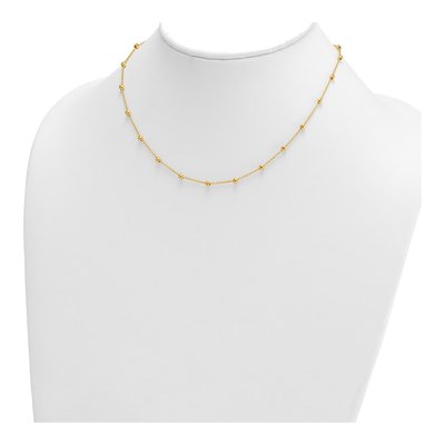 14K Yellow Gold 3mm Hollow 16-Inch Beaded Cable Chain – view 5