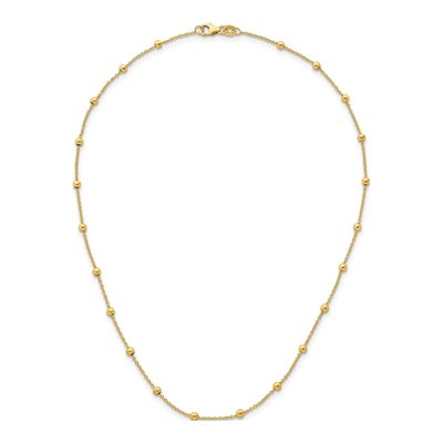 14K Yellow Gold 3mm Hollow 16-Inch Beaded Cable Chain – view 6