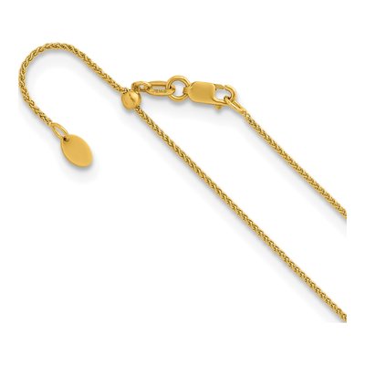 14K Yellow Gold 1.1mm Wheat Chain