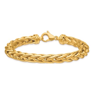 14K Yellow Gold 7.8mm Wheat Chain Bracelet – view 3
