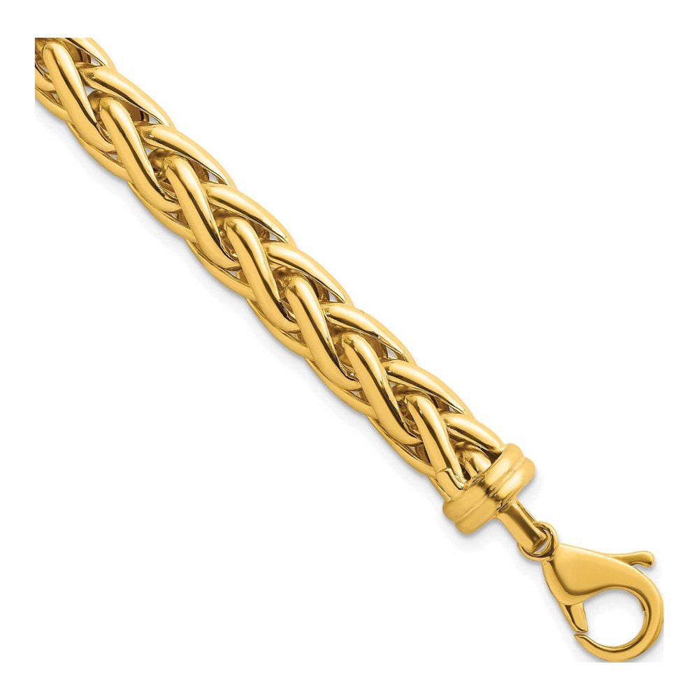 Herco 14K Yellow Gold Polished 7.8mm Wheat 8.5 Inch Chain Bracelet with Lobster Clasp