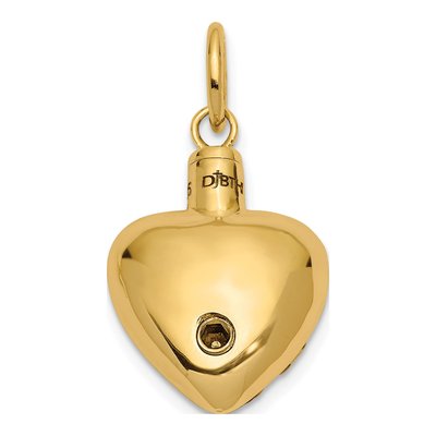 14K Yellow Gold Heart Remembrance Ash Holder Pendant – view 2