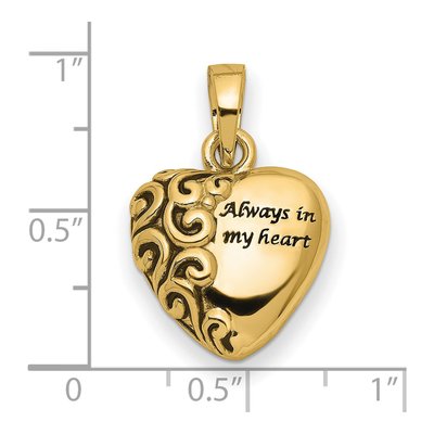 14K Yellow Gold Heart Remembrance Ash Holder Pendant – view 4