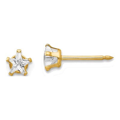 14K Yellow Gold CZ Star Stud Earrings