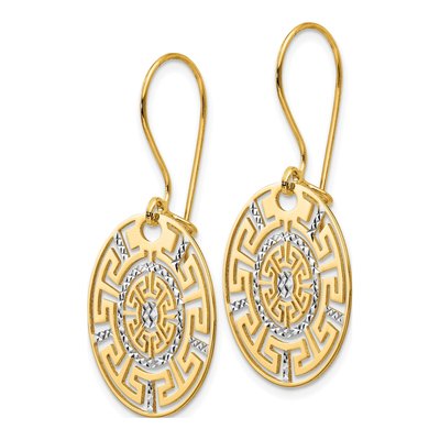 14K Two-Tone Gold Greek Key Dangle Earrings – view 3