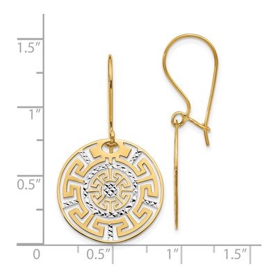 14K Two-Tone Gold Greek Key Dangle Earrings – view 5