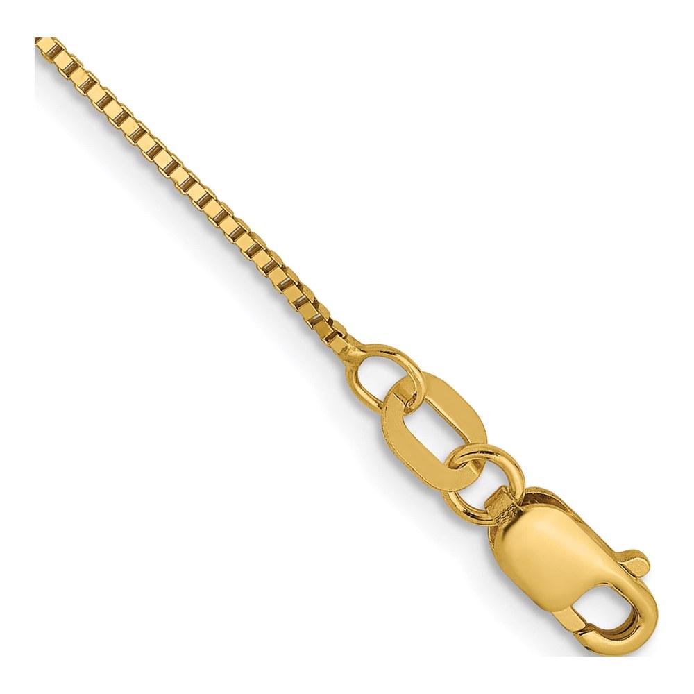 14K Yellow Gold 0.7mm Diamond-Cut Box Chain Anklet