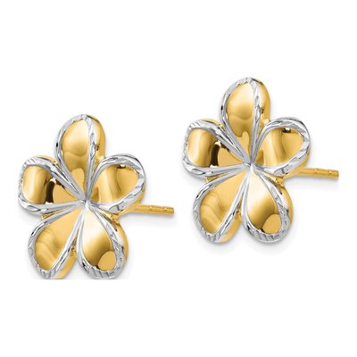 14K Yellow Gold Flower Stud Earrings – view 3